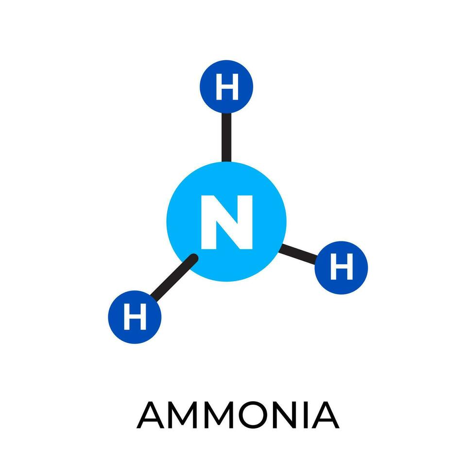 amoníaco químico fórmula estructura química icono etiqueta diseño vector