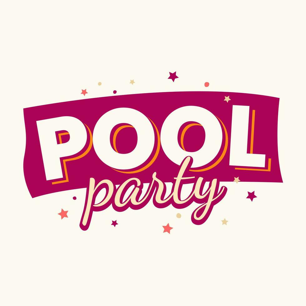 Pool party summer text icon label design vector