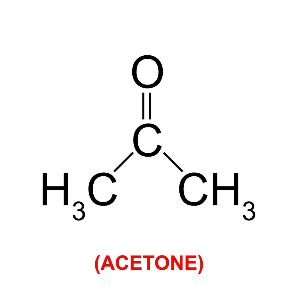 acetona químico fórmula estructura química icono etiqueta diseño vector