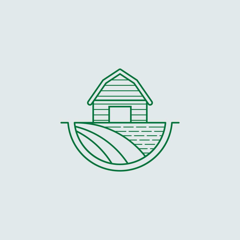 Minimalist Line Art Logo Badge wooden Cabin vector