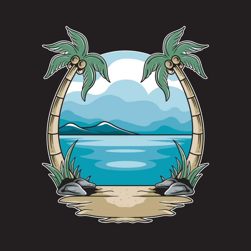 Beautiful beach illustration design vector. vector