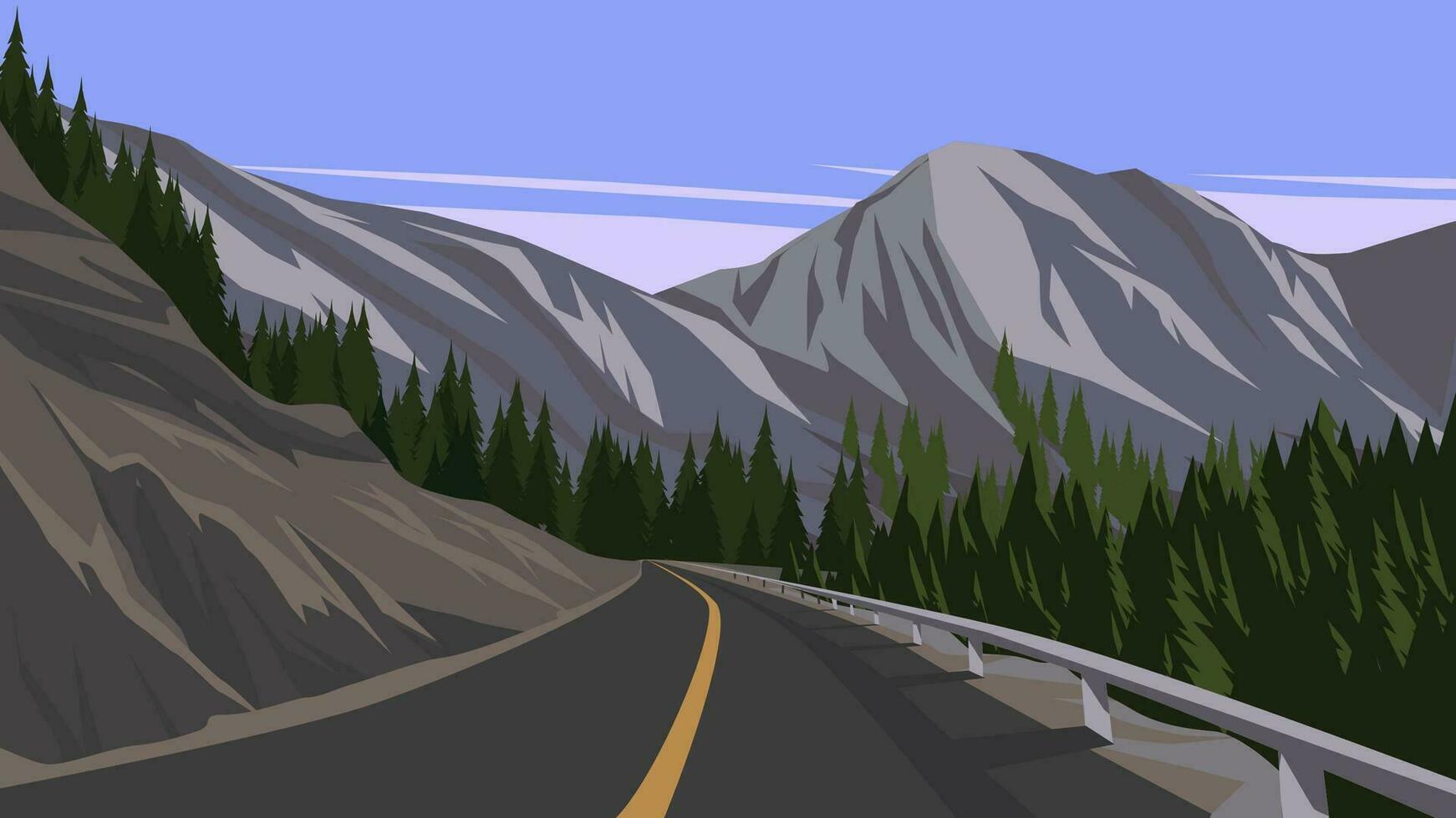 Mountain road landscape with forest vector