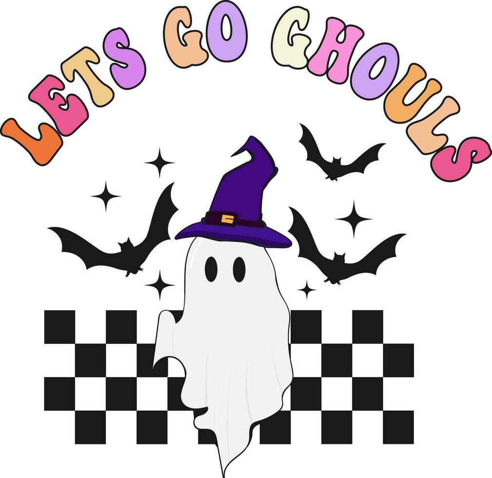 Retro Halloween spooky. Lets go ghouls vector