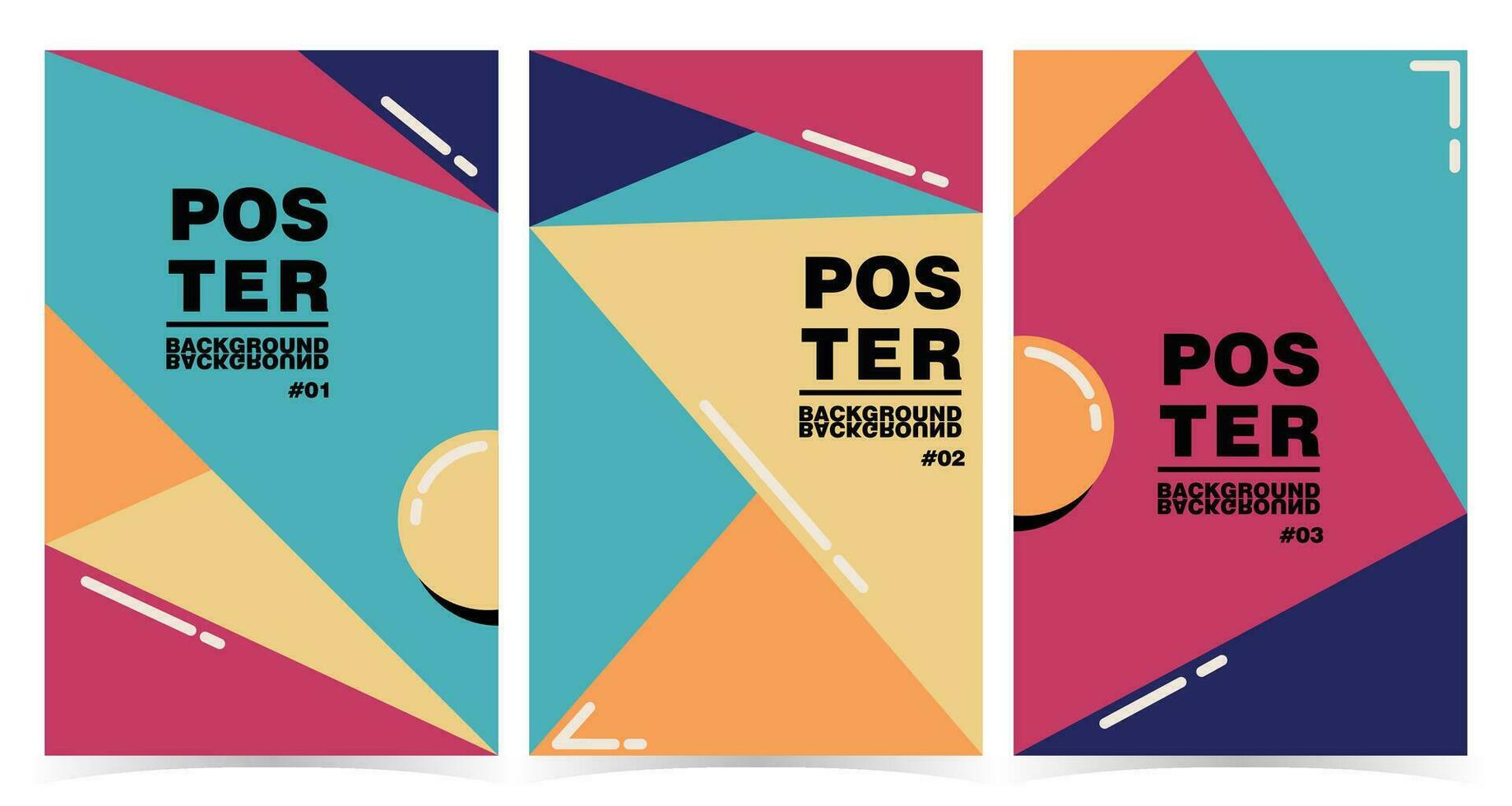 Set of 3 vector abstract brutalism geometric poster background illustration