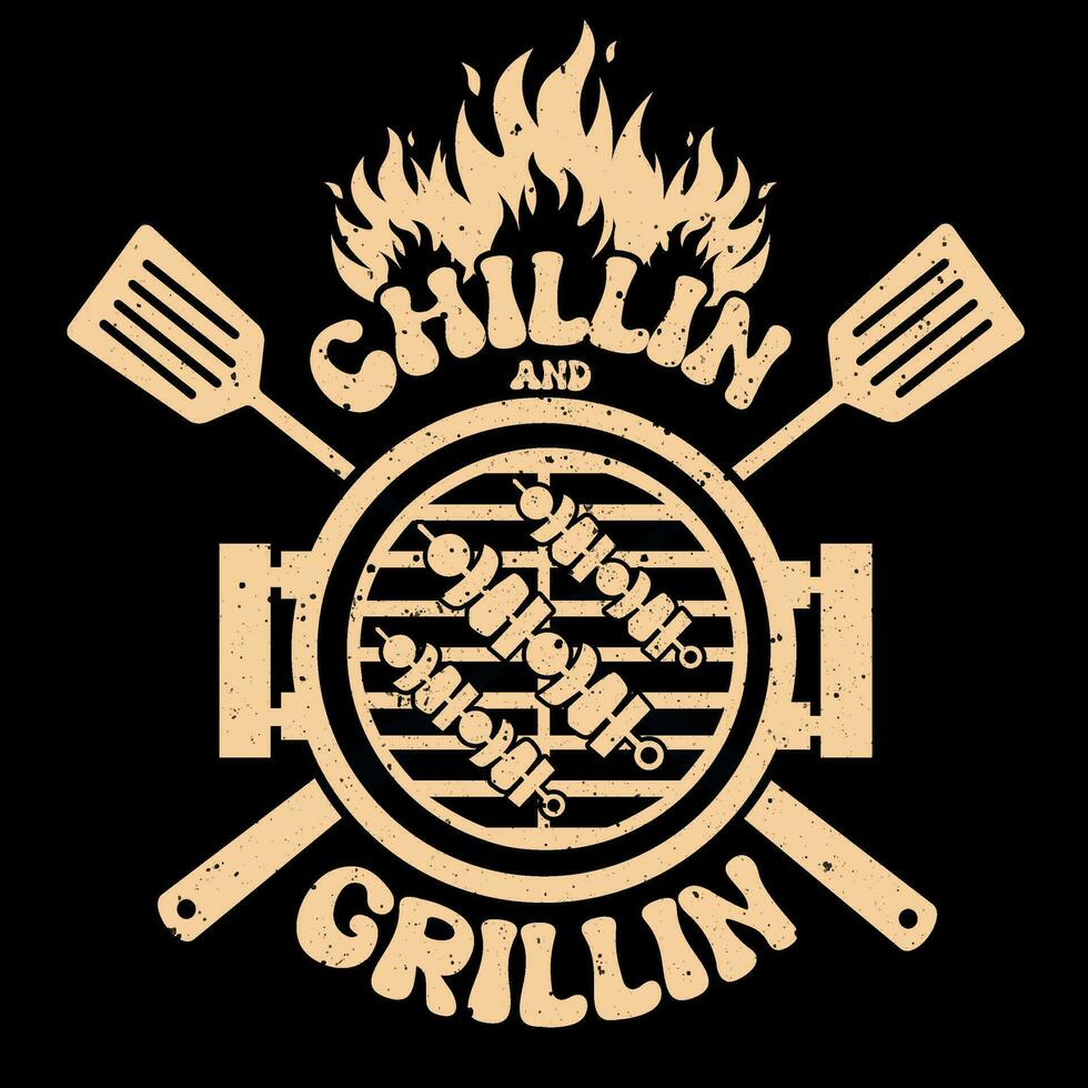 Chillin and grillin t shirt,bbq t shirt design vector