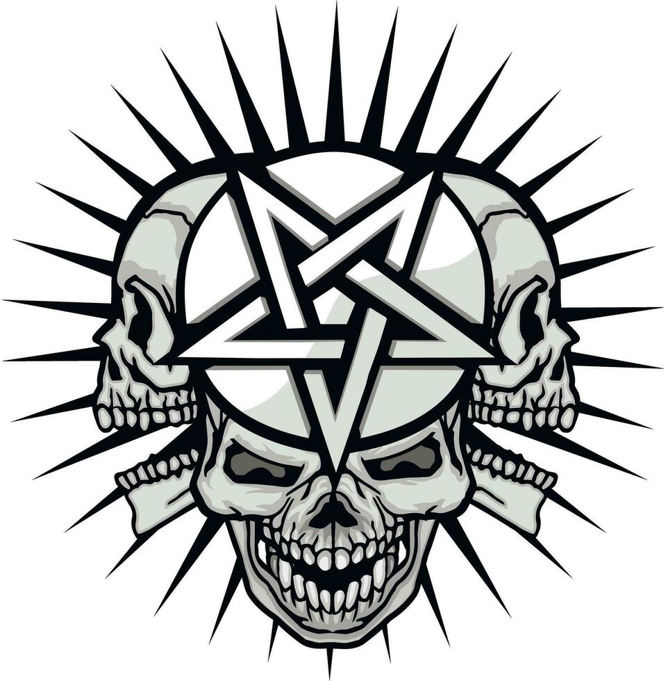 Gothic sign with skull, grunge vintage design t shirts vector