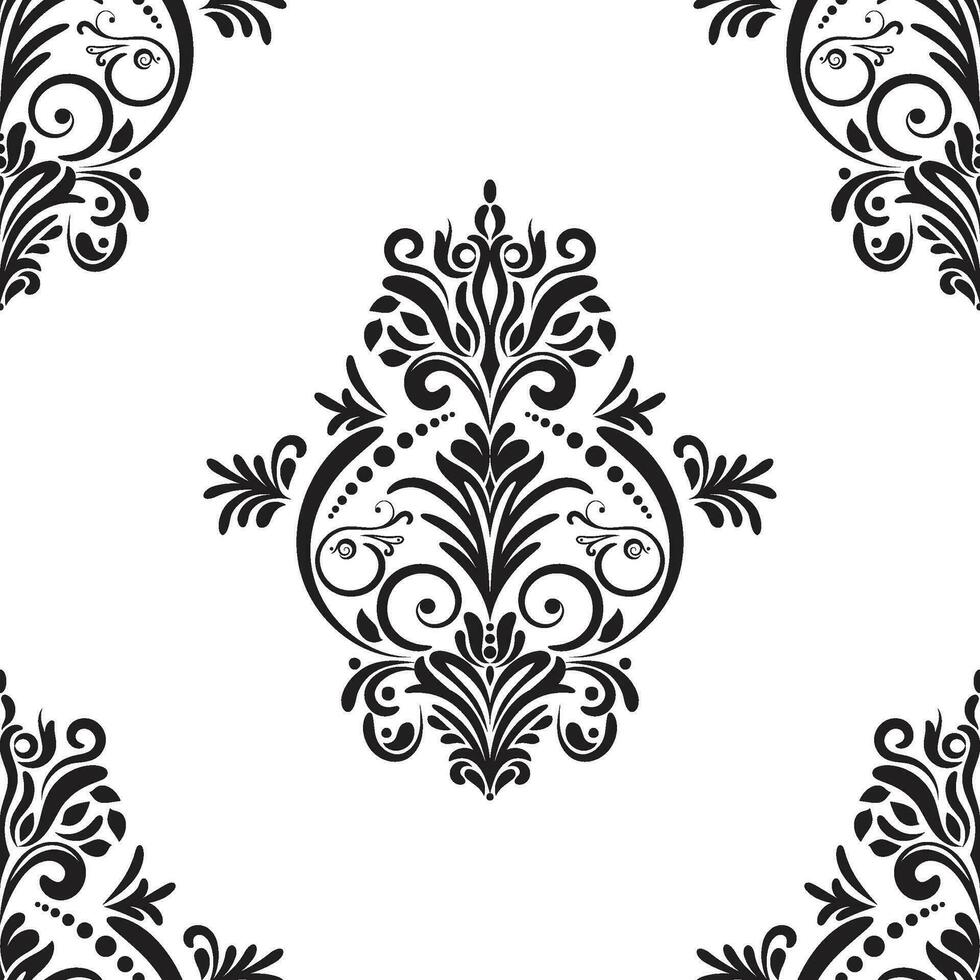 Damask floral motif tile pattern. Luxury tile isolated element. vector