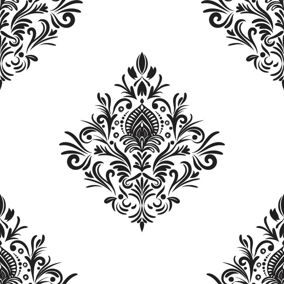 Damask floral motif tile pattern. Luxury tile isolated element. vector