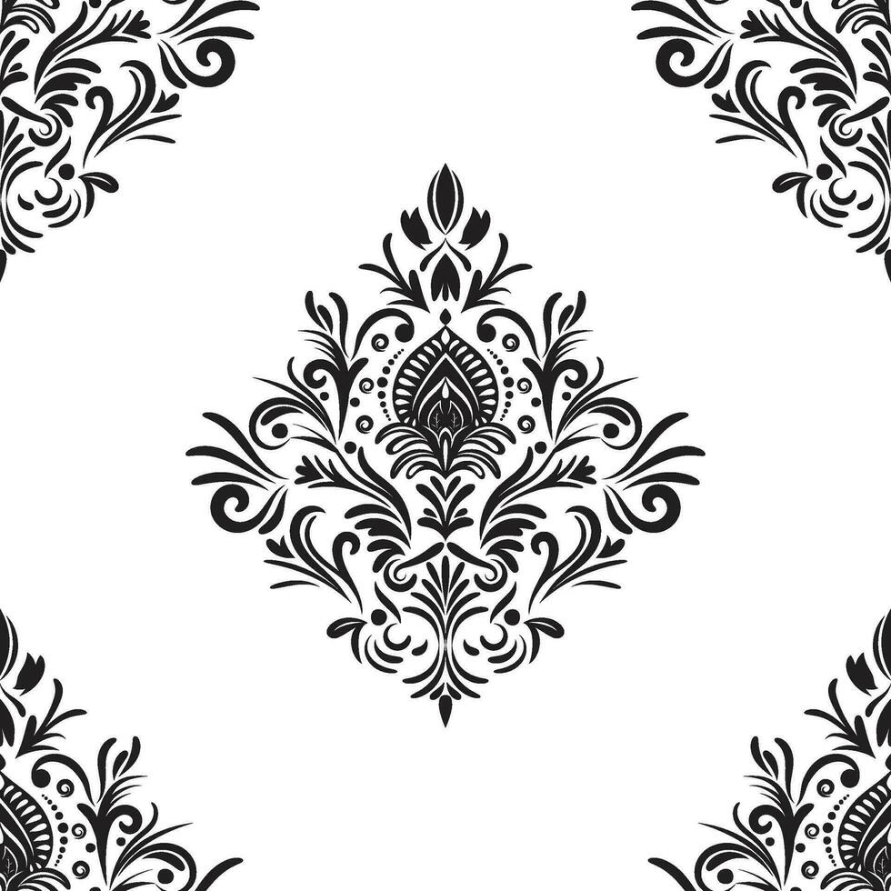 Damask floral motif tile pattern. Luxury tile isolated element. vector