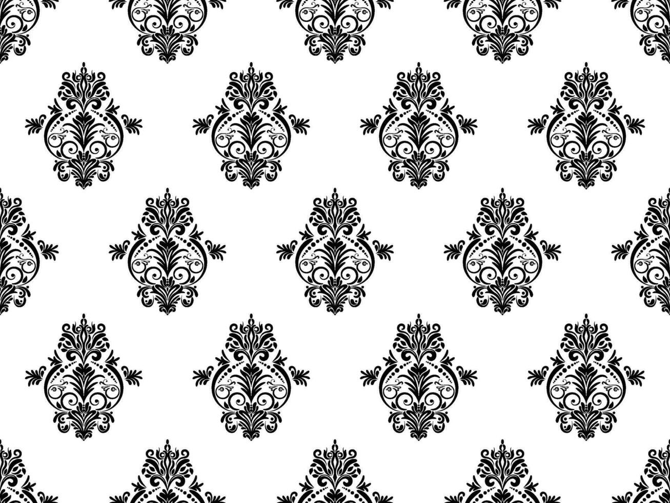 Damask seamless pattern. Black flowers Luxury Royal Wallpaper. Floral Background. vector
