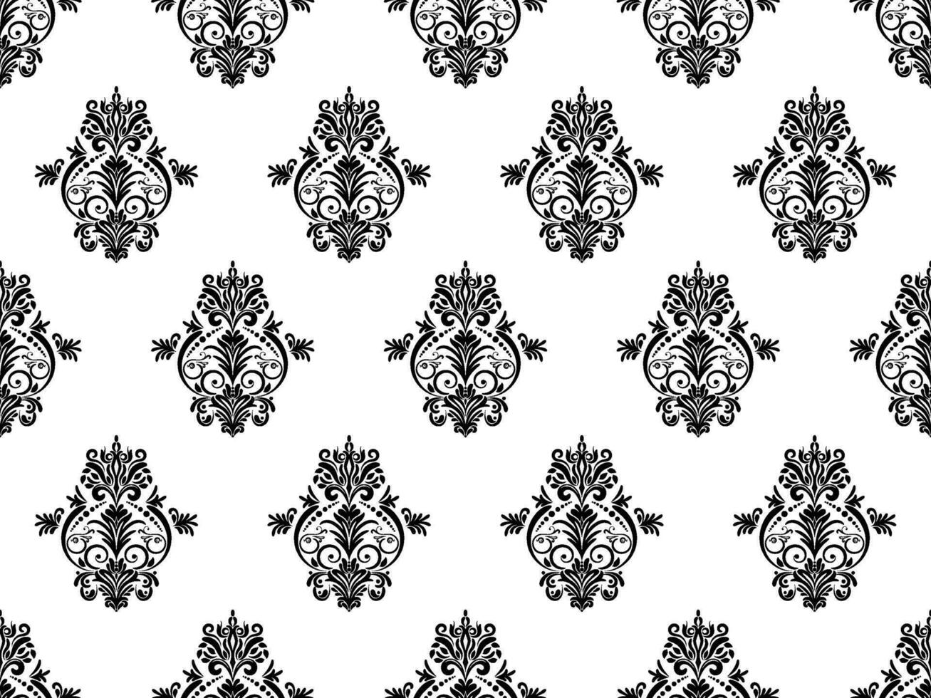 damasco sin costura modelo. negro flores lujo real fondo de pantalla. floral antecedentes. vector