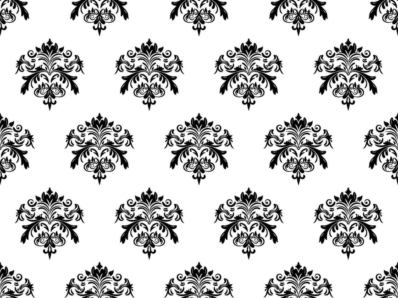 damasco sin costura modelo. negro flores lujo real fondo de pantalla. floral antecedentes. vector