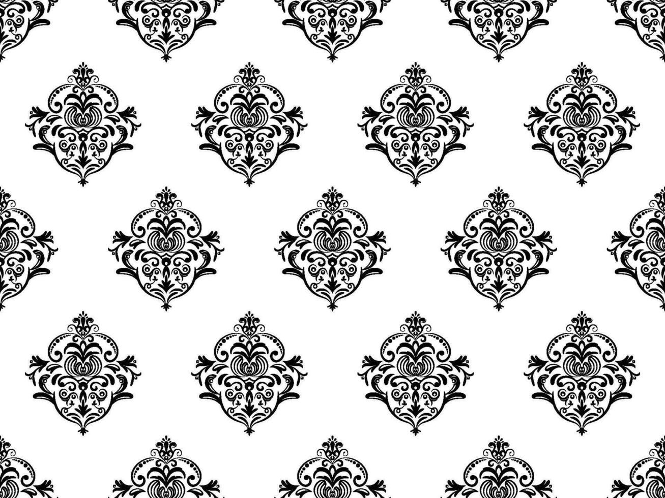 Damask seamless pattern. Black flowers Luxury Royal Wallpaper. Floral Background. vector