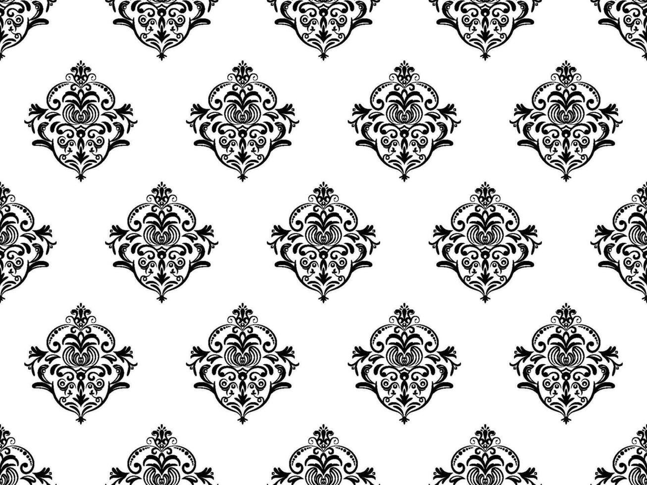 Damask seamless pattern. Black flowers Luxury Royal Wallpaper. Floral Background. vector