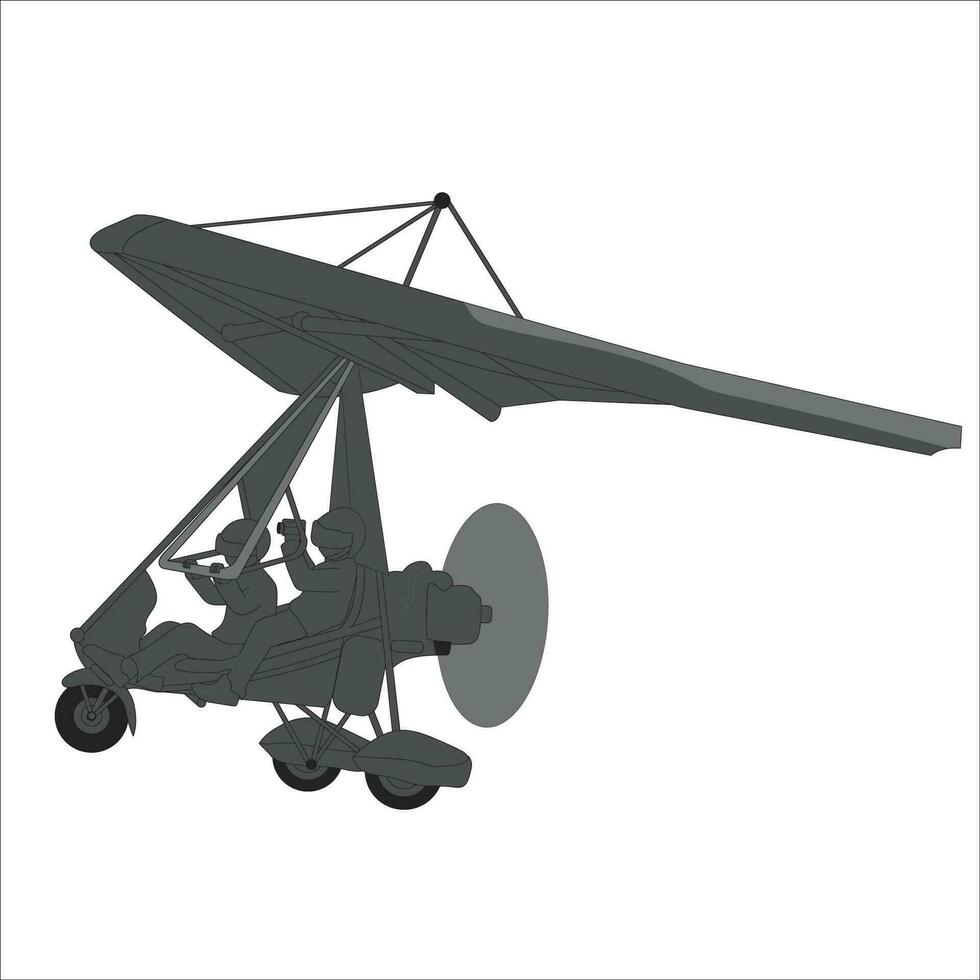 Preparation for flights on paramotors. Flying on paramotor. tricycle vector painting