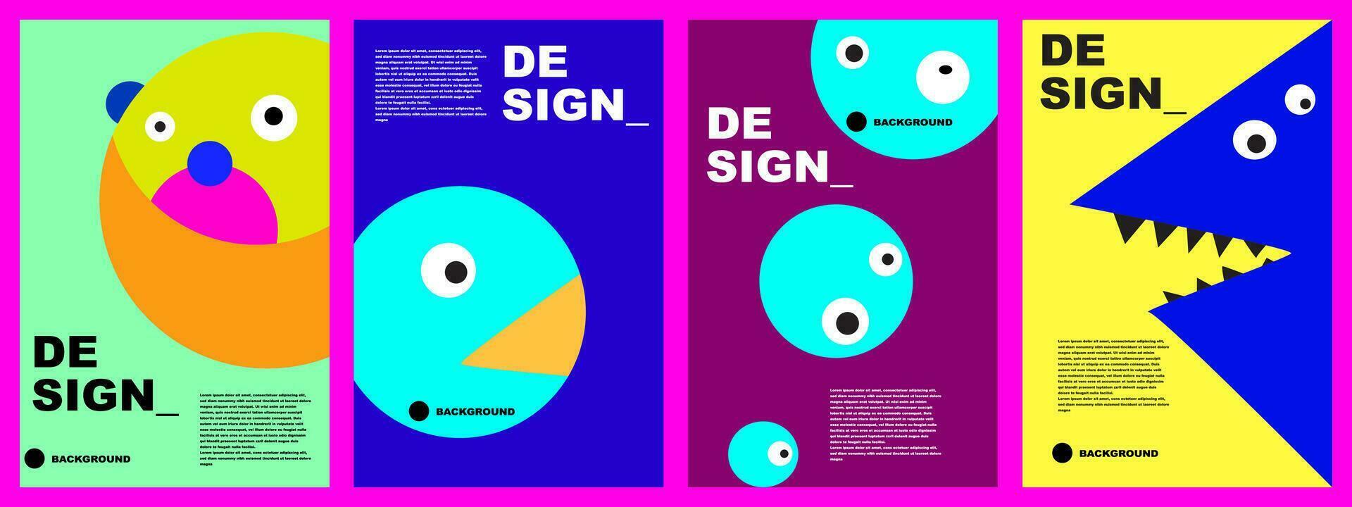 abstract flat background set for banner, poster, template, design, flyer, brochure, etc vector