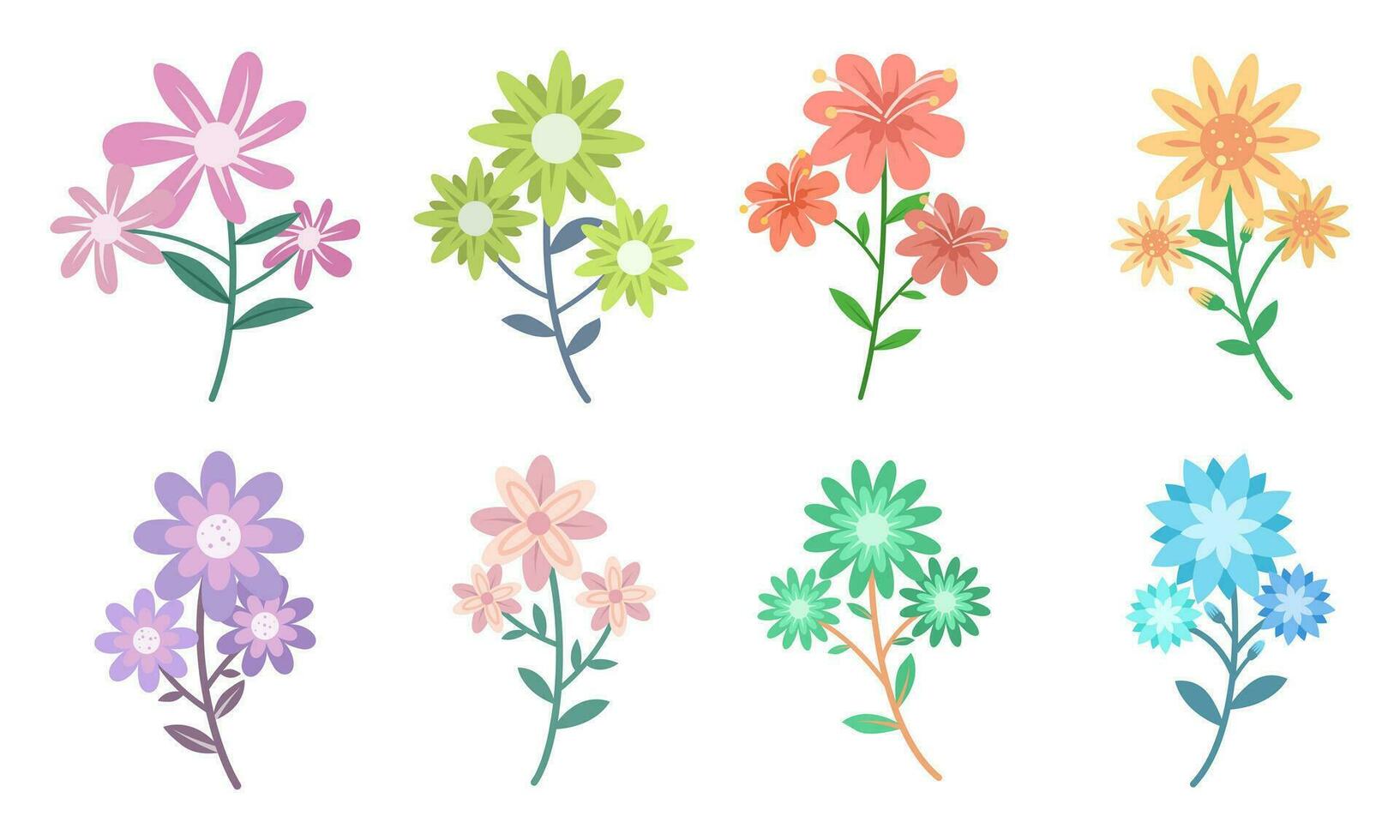 colección de vistoso flor ramos de flores plano diseño vector