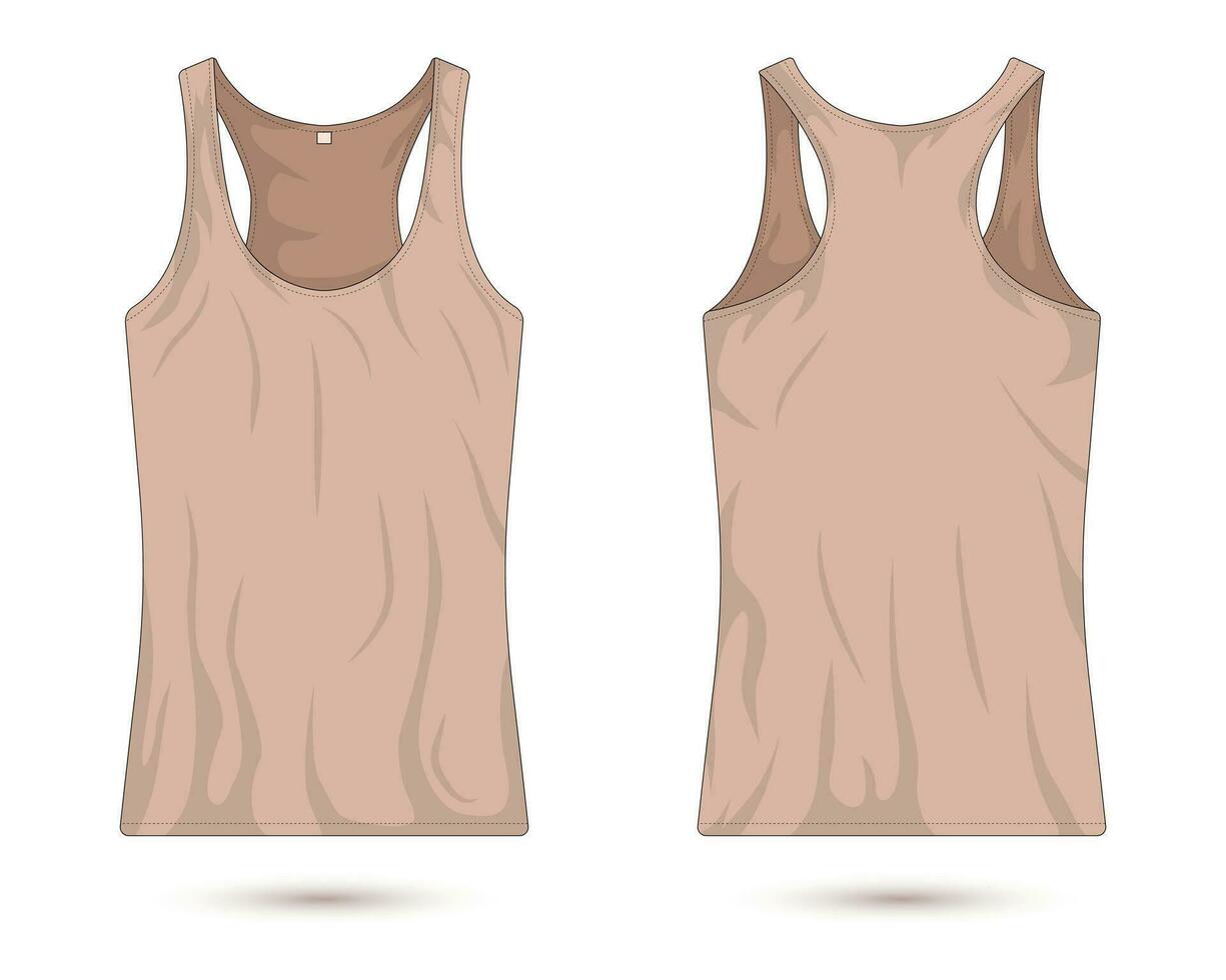 Womens tank top sleeveless shirt front and back view vector