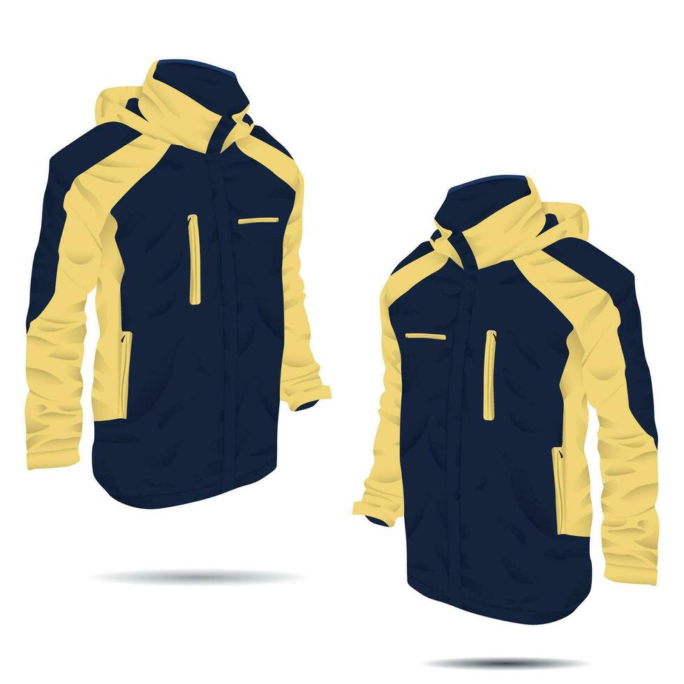 vector illustration of hooded mountain jacket front and back view