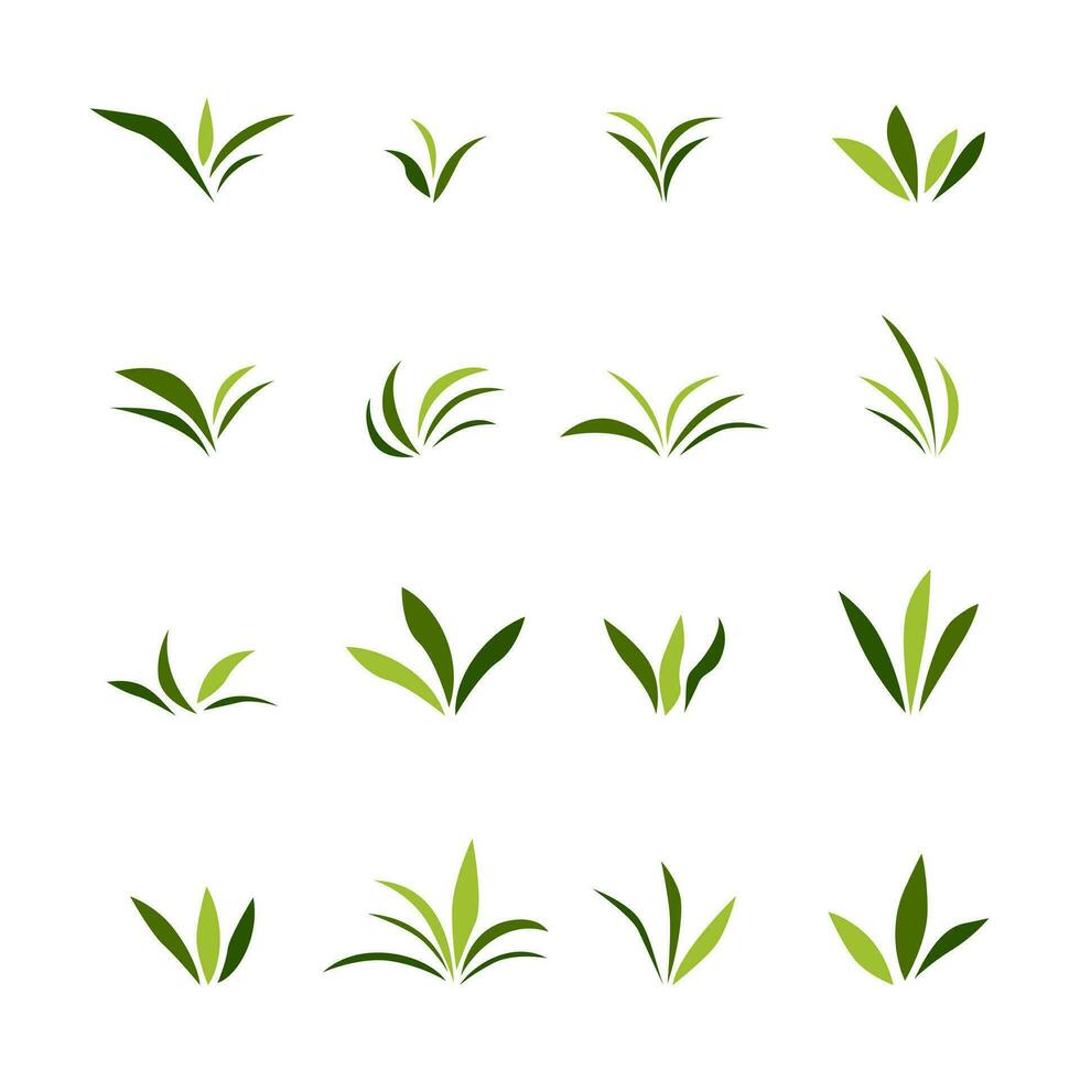 simple green grass icon set. vector illustration