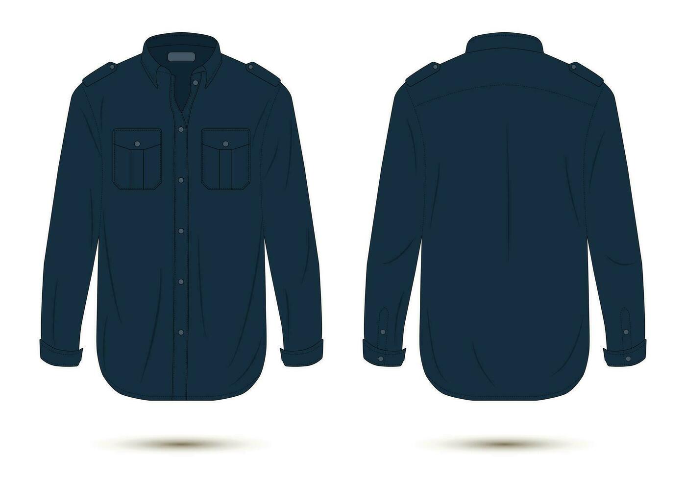 navy blue formal shirt mockup front and back view 26468728 Vector Art ...