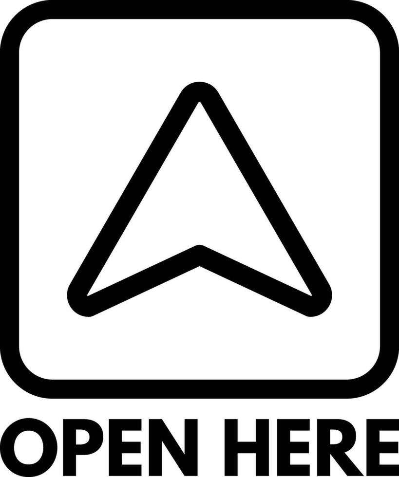 Open here sign vector . Packaging symbol. Mail box icon