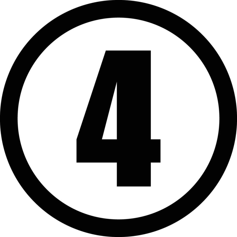 Number 4 icon circle vector illustration isolated on white background . Number four icon