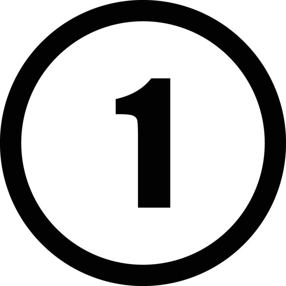 Number 1 icon circle vector illustration isolated on white background