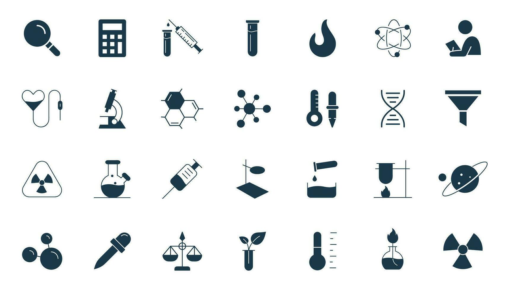 Laboratory and Science icon set. Chemistry lab experiment, test tube baker icons vector. vector