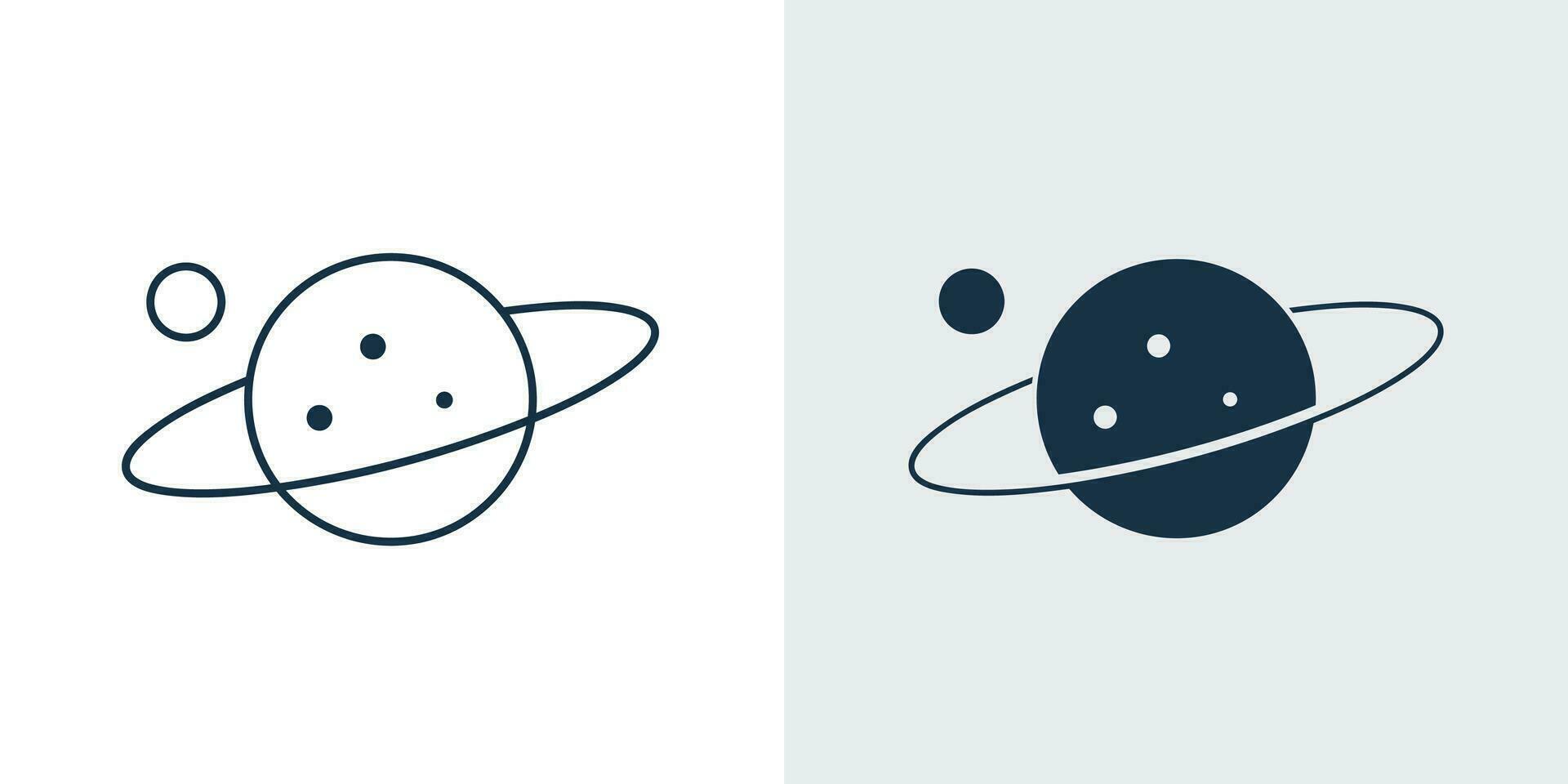 planet icon vector.  Planet line and solid icon illustration vector