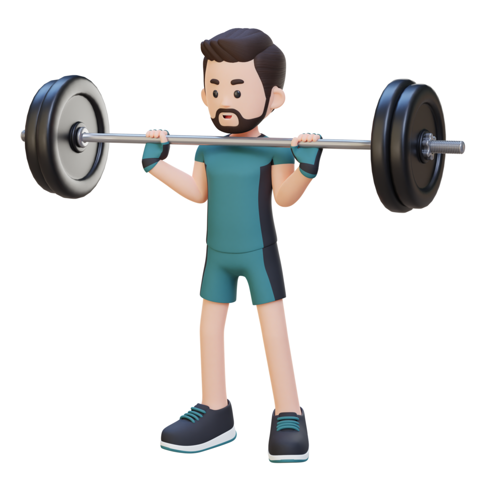 3D Sportsman Character Building Shoulder Strength with Overhead Press Workout png