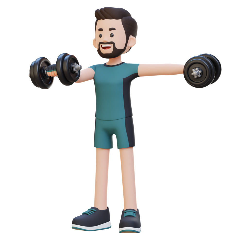 3d sportsman karaktär utför tung hantel höjer png