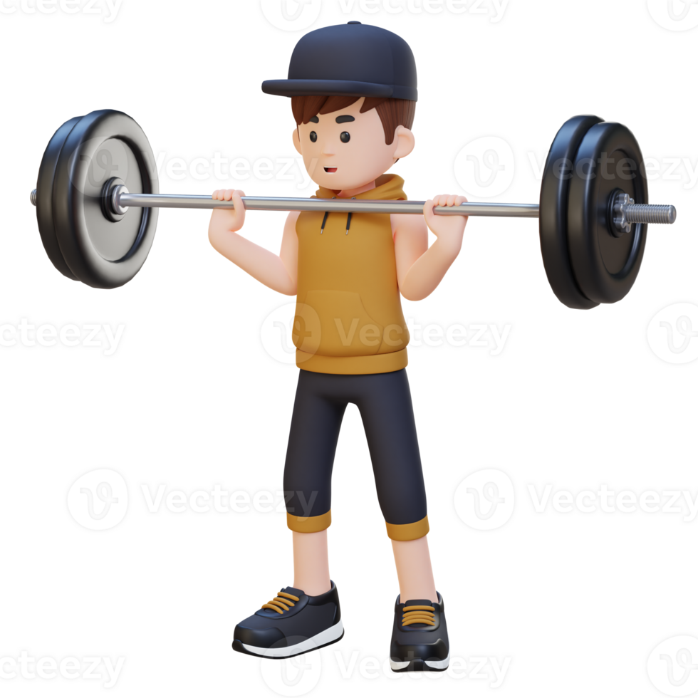 3D Sportsman Character Building Shoulder Strength with Overhead Press Workout png