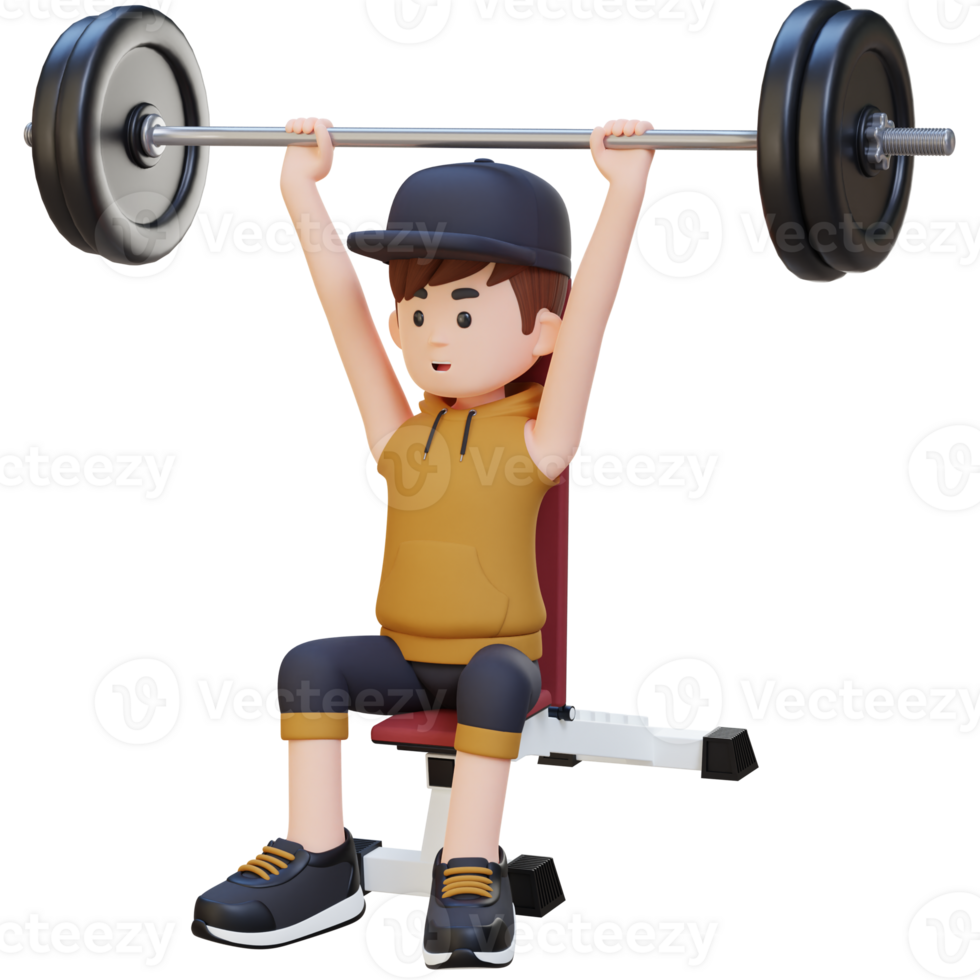 3D Sportsman Character Building Upper Body Strength with Overhead Bench Press Workout png