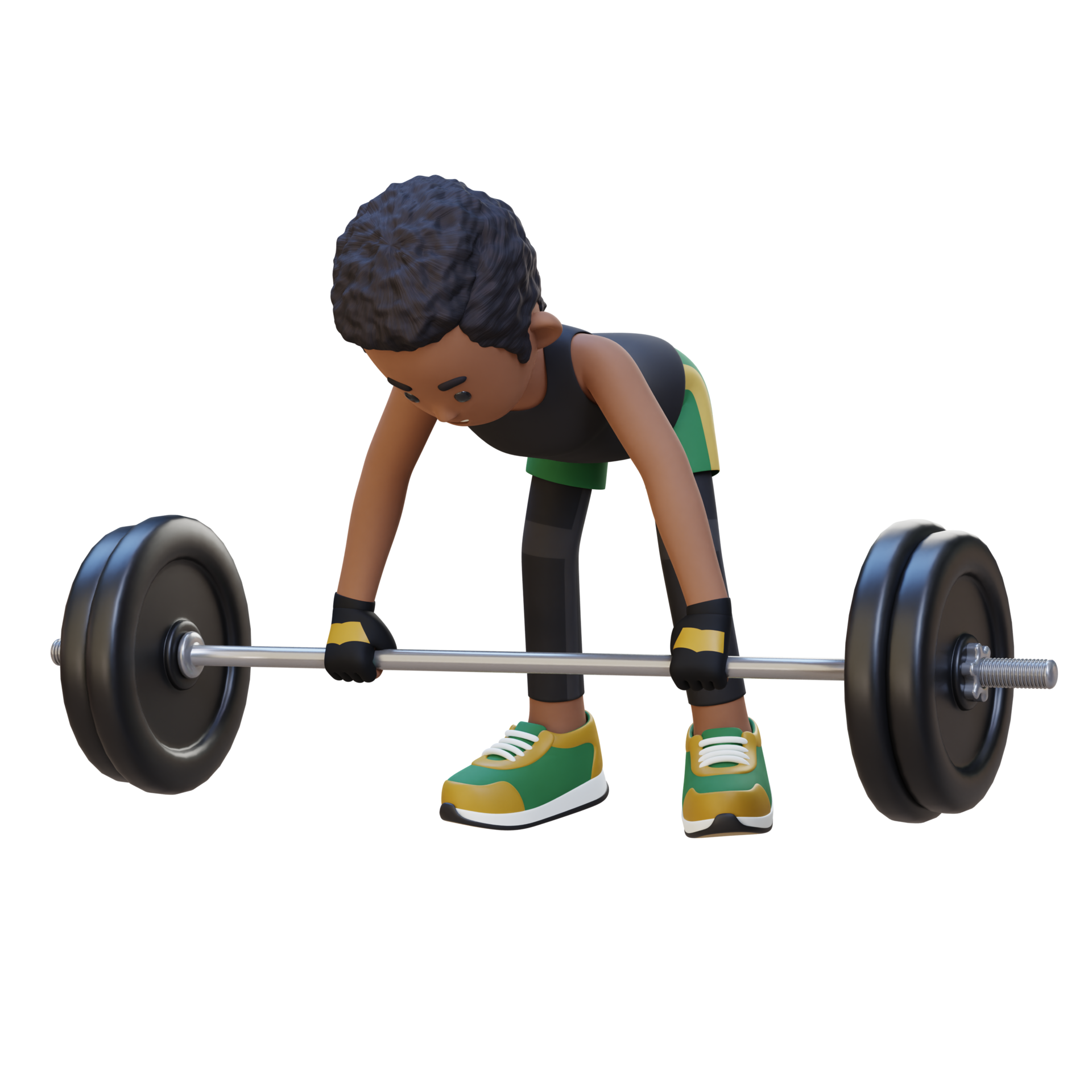 3D Sportsman Character Sculpting Back Muscles with Bent Over Row