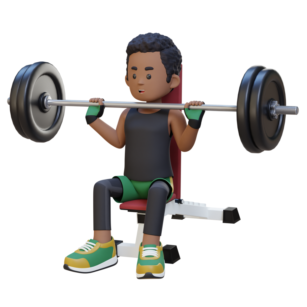 3D Sportsman Character Building Upper Body Strength with Overhead Bench Press Workout png