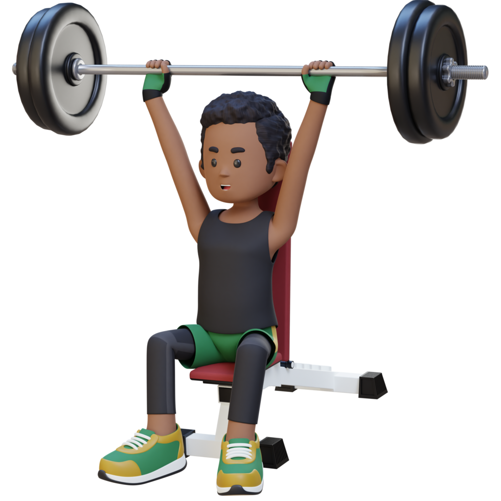 3D Sportsman Character Building Upper Body Strength with Overhead Bench Press Workout png