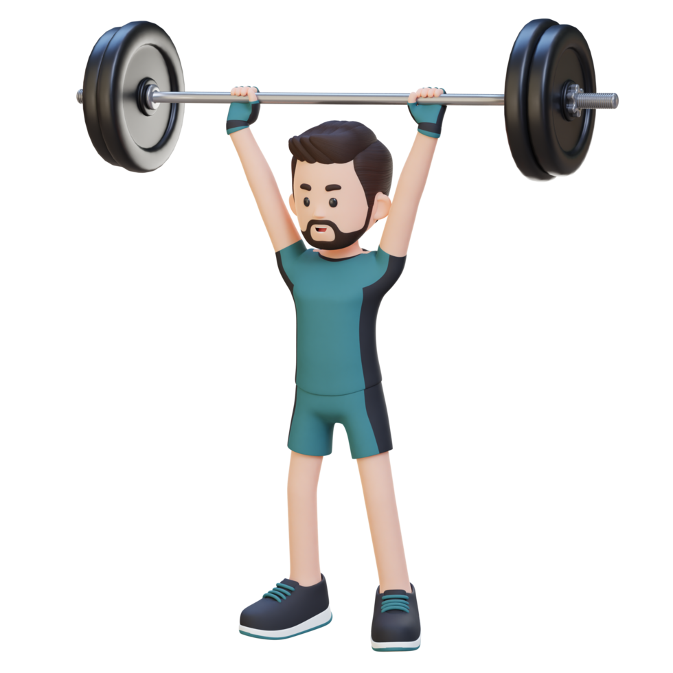 3D Sportsman Character Building Shoulder Strength with Overhead Press Workout png