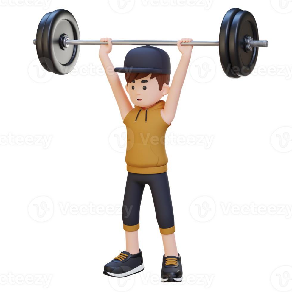 3D Sportsman Character Building Shoulder Strength with Overhead Press Workout png