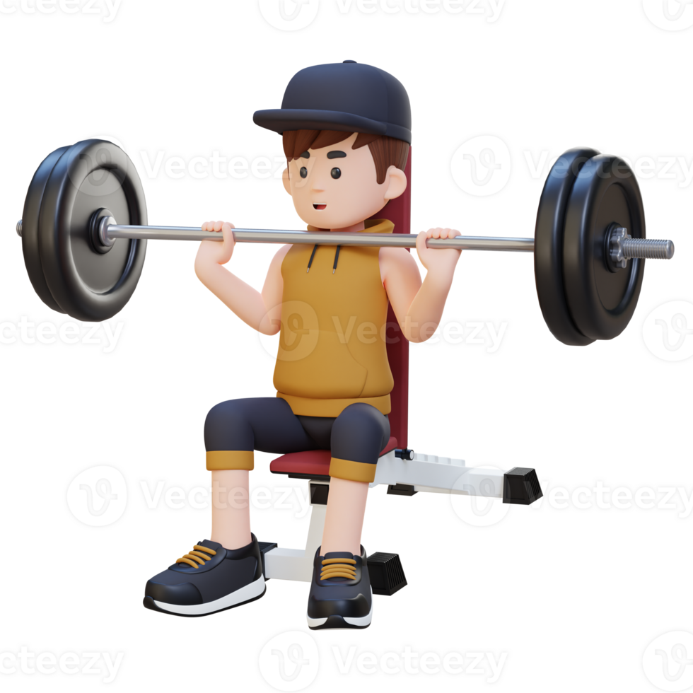 3D Sportsman Character Building Upper Body Strength with Overhead Bench Press Workout png