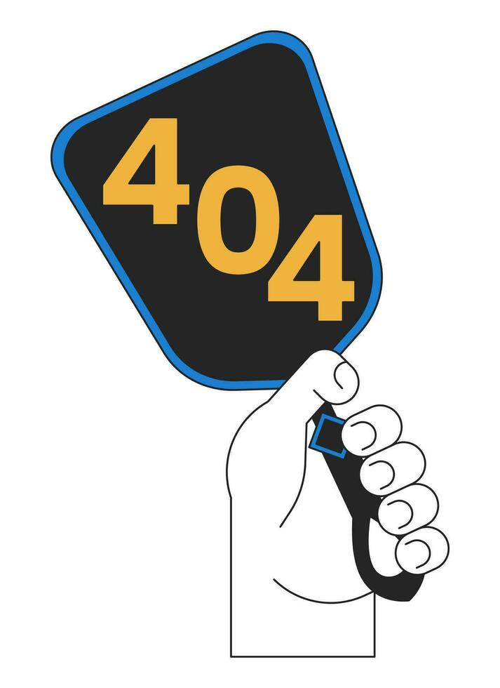 Hand holding vintage mirror error 404 flash message. Lost reflection. Dark mirror hand. Empty state ui design. Page not found popup cartoon image. Vector flat illustration concept on white background