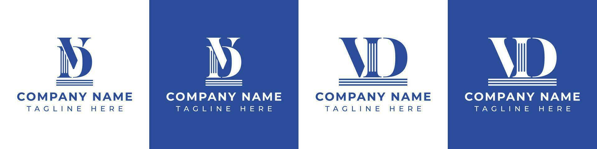 Letter DV and VD Pillar logo, suitable for business with VD or DV related to Pillar. vector