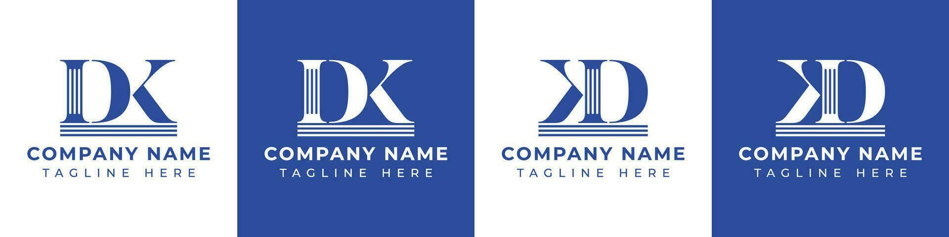 Letter DK and KD Pillar logo, suitable for business with KD or DK related to Pillar. vector