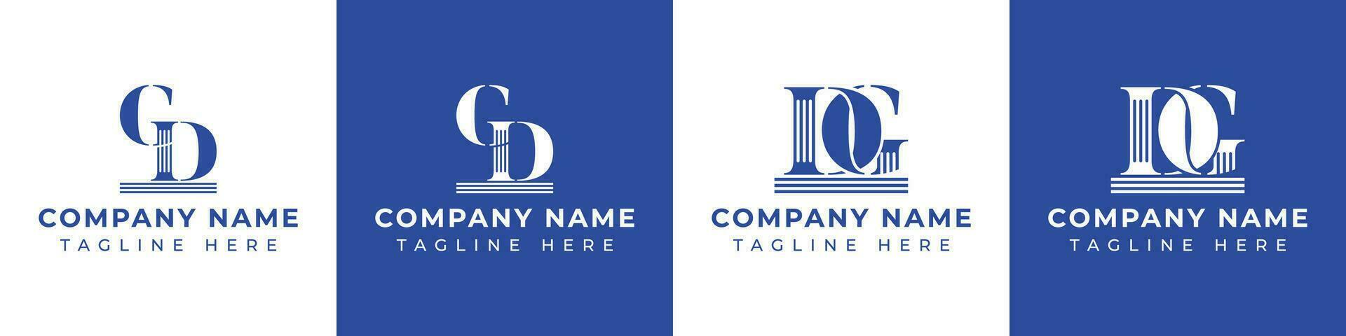 Letter DG and GD Pillar logo, suitable for business with GD or DG related to Pillar. vector