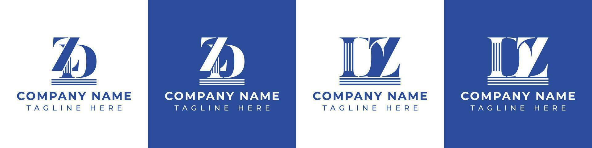 Letter DZ and ZD Pillar logo, suitable for business with ZD or DZ related to Pillar. vector