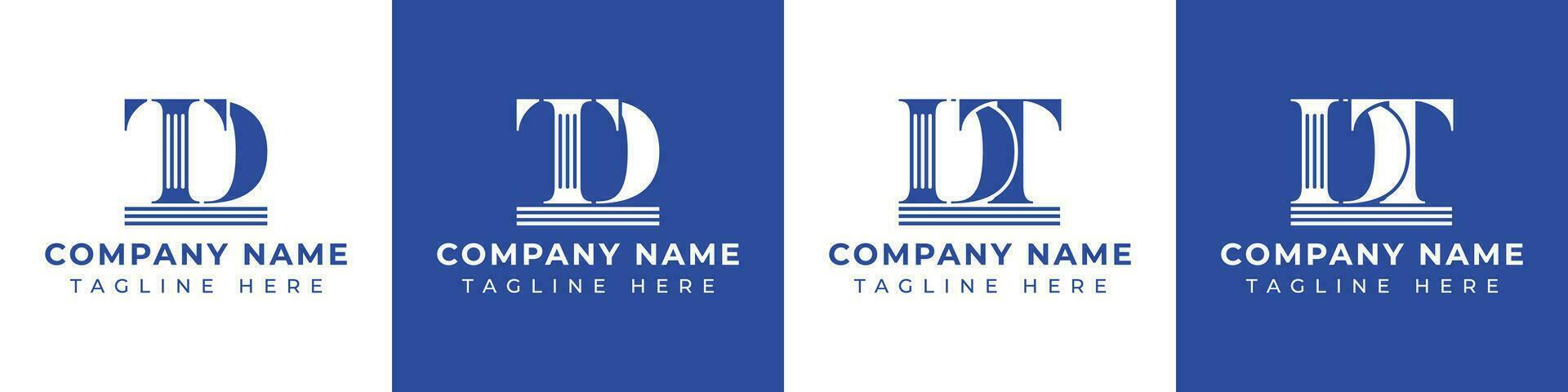 Letter DT and TD Pillar logo, suitable for business with TD or DT related to Pillar. vector