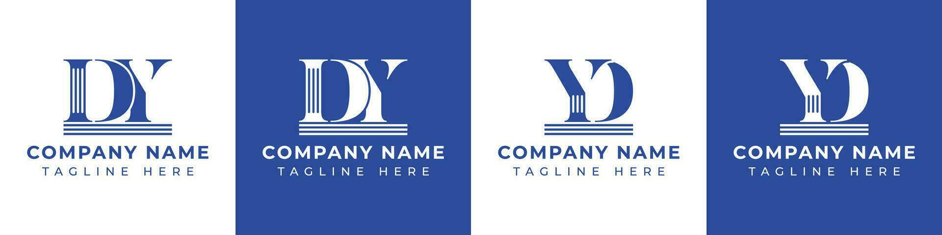Letter DY and YD Pillar logo, suitable for business with YD or DY related to Pillar. vector