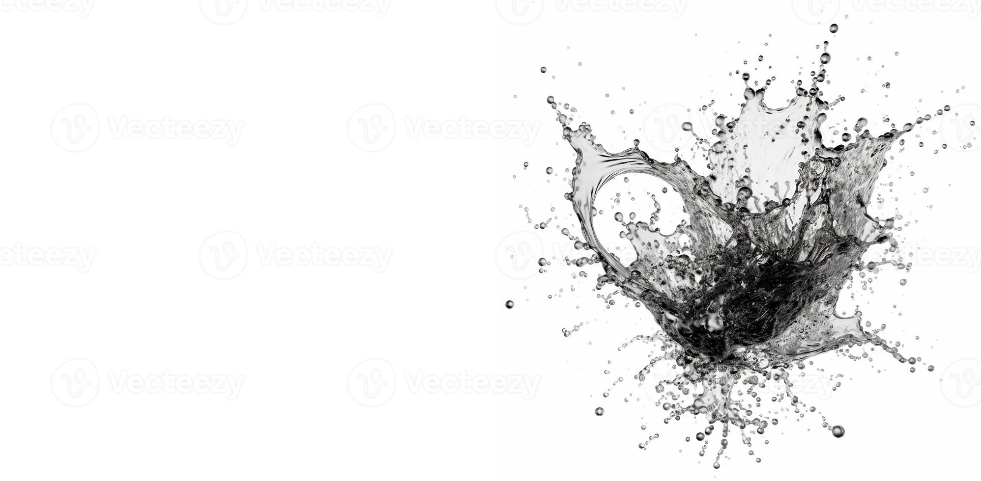 Abstract water splash on a white background. Texture of water. Elements of design. Generative AI photo