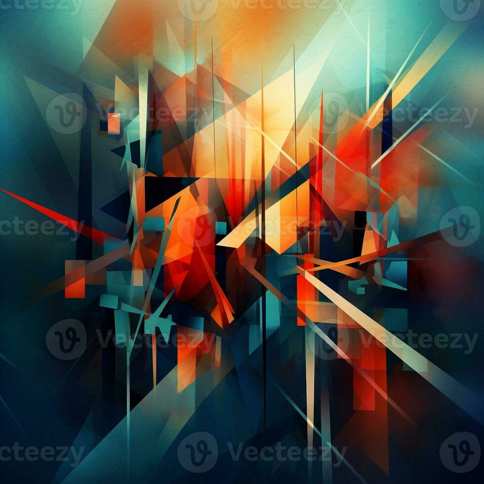 Abstract bright geometric background. Blue orange pattern. Music album cover design, perfume, magazine cover design. AI Generated photo