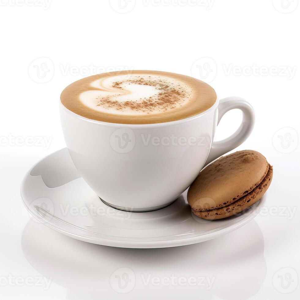 A cup of coffee on a table. High quality photo. Cappuccino on a white background. Trendy drink. photo
